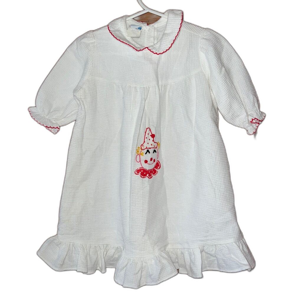Vintage Loralyn Clown Sleep Dress Gown Kids 0-12 Months